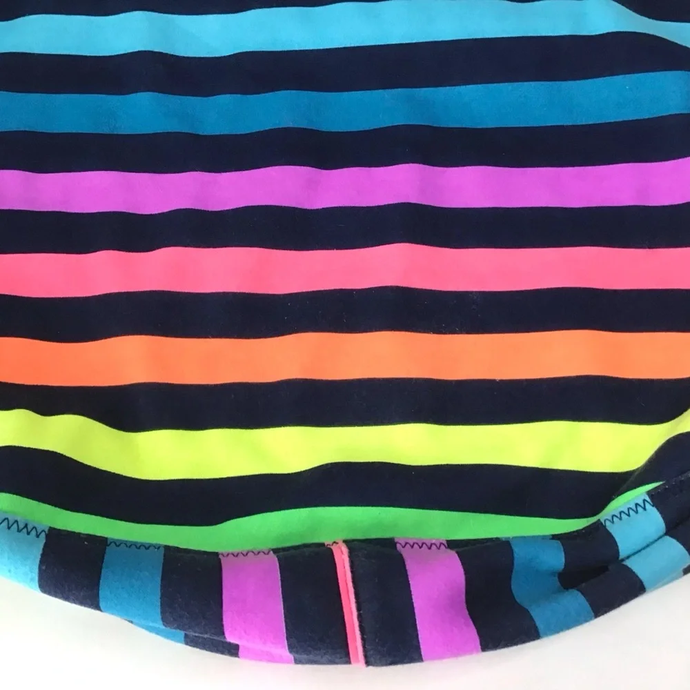 Justice Tote Bag I Love Sleepovers Glitter Heart Rainbow Stripes Drawstring Soft